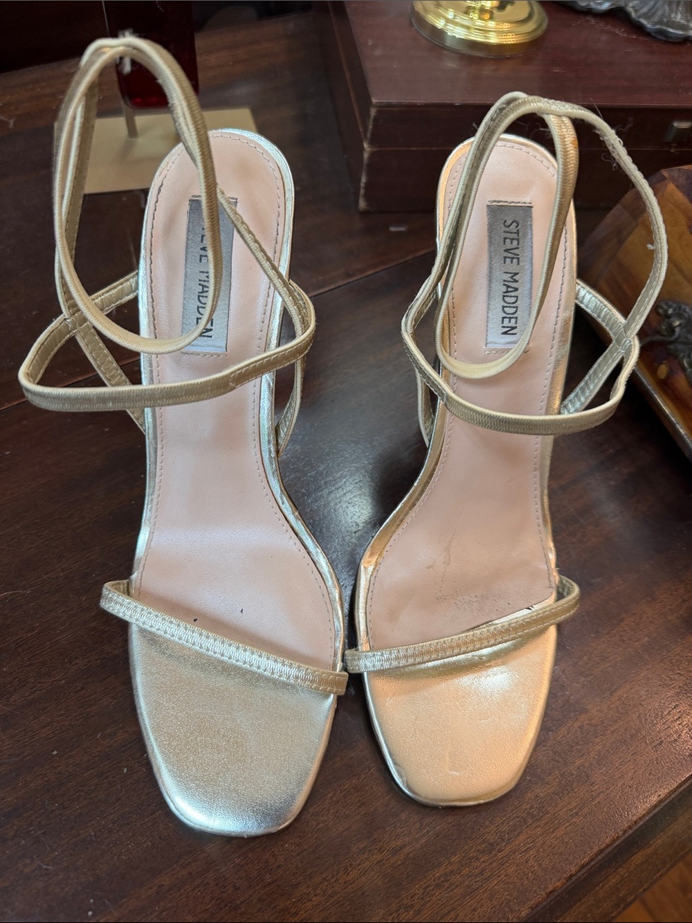 Steve Madden Metallic Gold Strappy Heeled Sandals